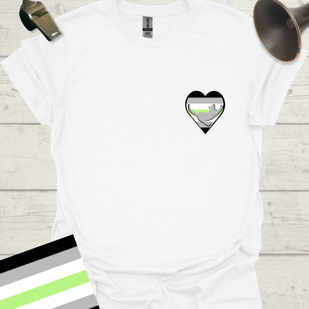 Heart Cat Agender Pride T-Shirt