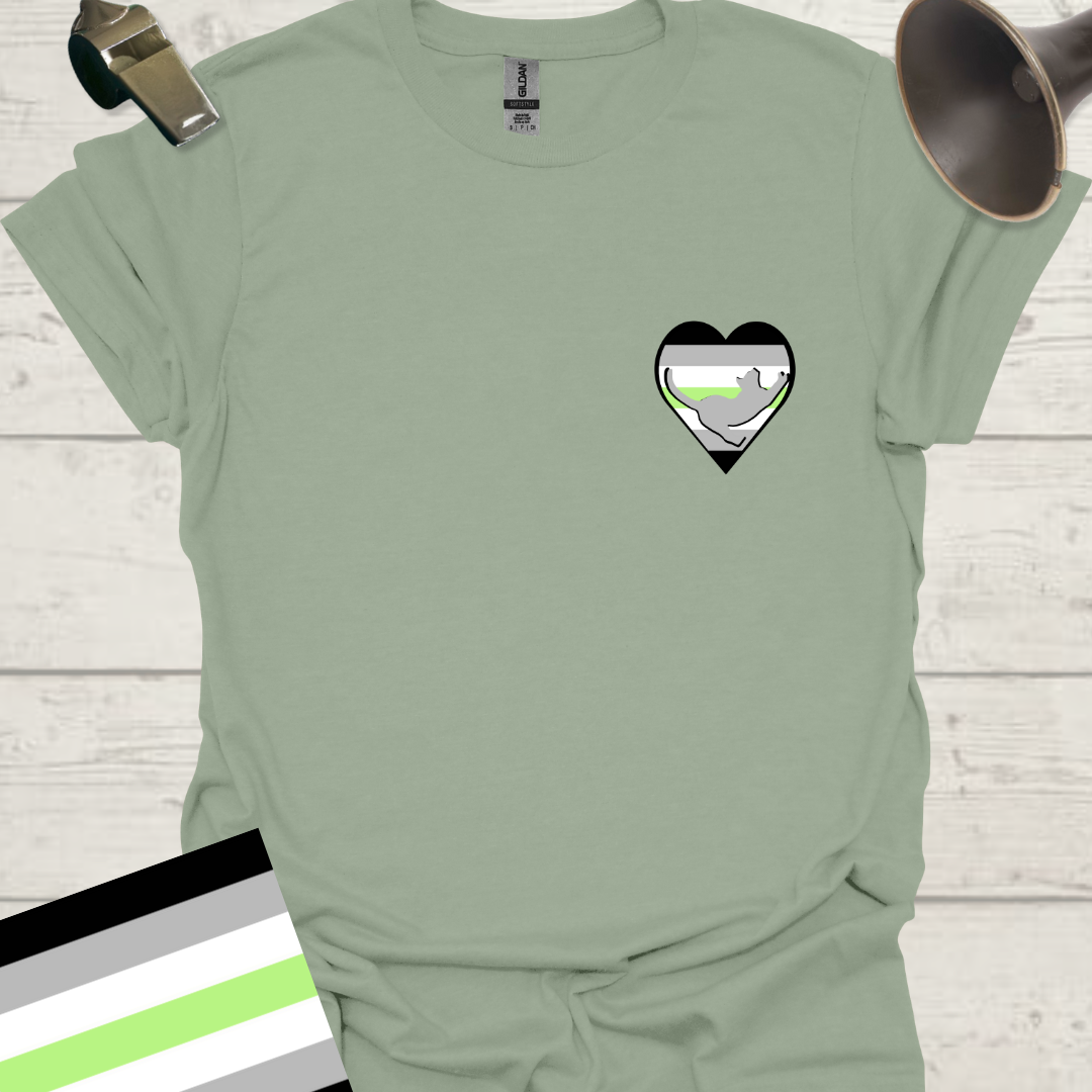Heart Cat Agender Pride T-Shirt