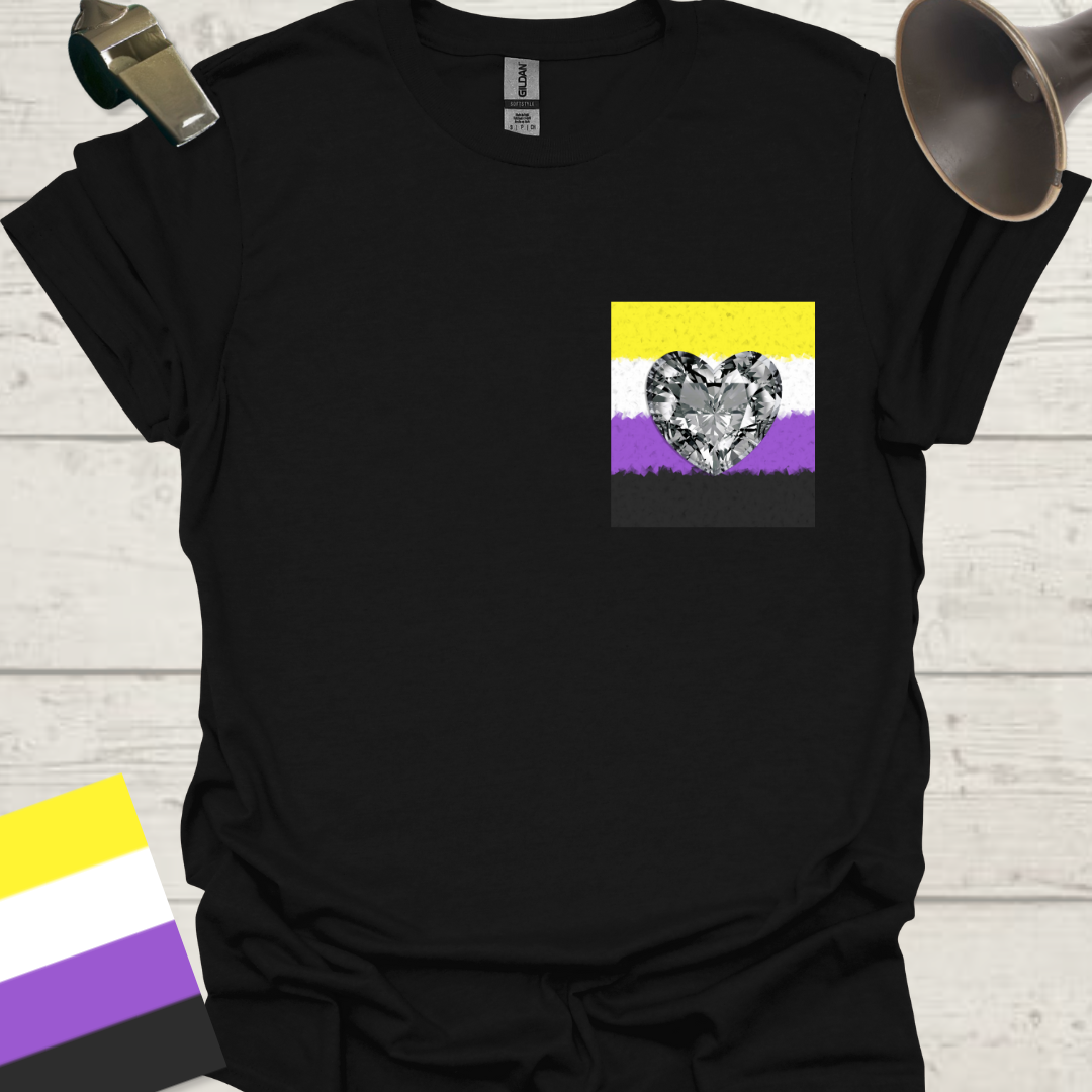Unisex T-Shirt Silver Gem Heart Non-Binary Cubism Flag Design