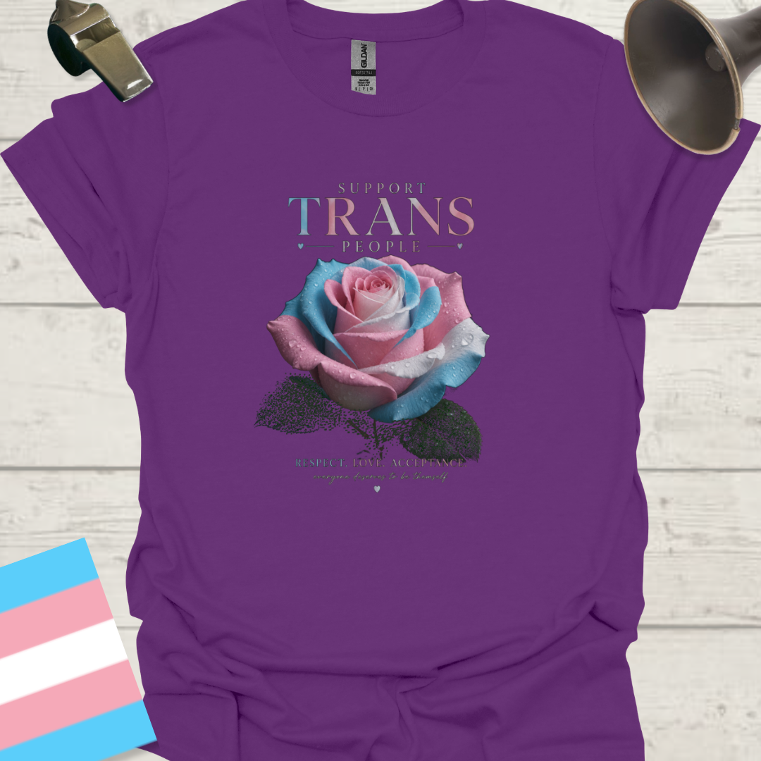 Transgender Flag Rose Tee — Support, Respect & Love